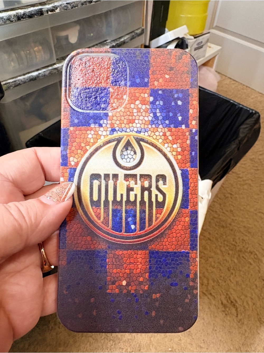 Edmonton OILERS Orange and Blue Mosaic Phone Case - Team Logo
